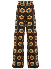 La DoubleJ La Comasca floral-print Trousers Brown at Farfetch